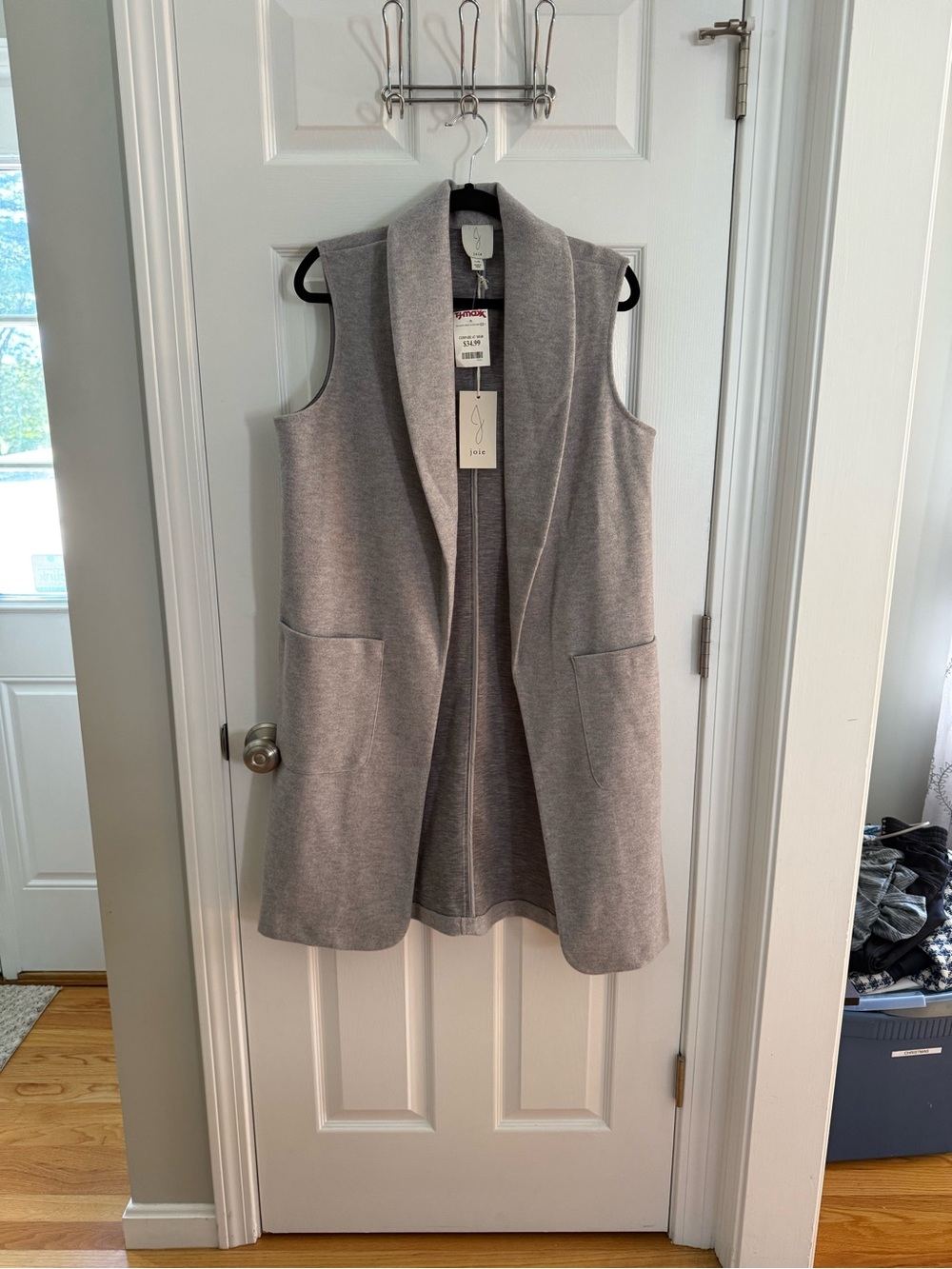 NWT Joie Gray Sleeveless Shawl Collar Vest